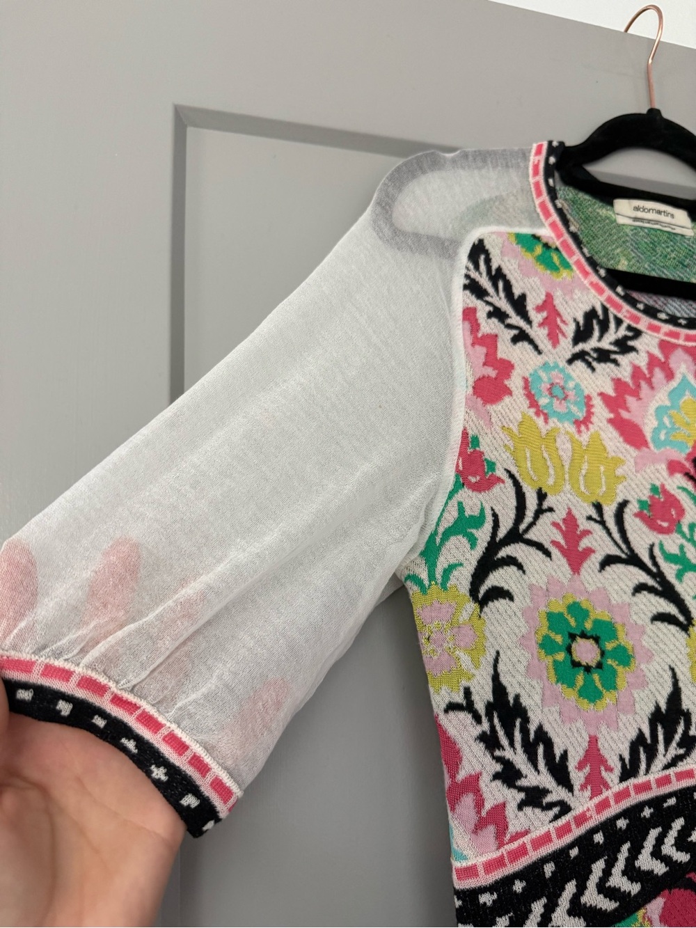Anthropologie Aldomartins Floral Knit Sweater Dress Size Small - Picture 5 of 14